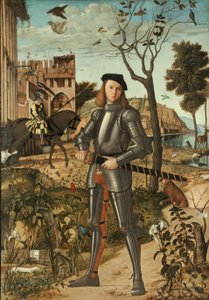 Jeune chevalier dans un paysage