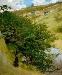 Tas de bois dans le paysage par Vittorio Matteo Corcos (1859-1933)