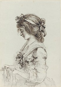 Une jeune femme cousant [recto] - Vivant Denon