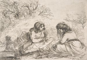 Deux femmes dans un paysage, fin 18ème-début 19ème siècle - Vivant Denon