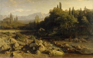 La Crimée. Paysage de montagne avec rivière, 1868 - Vladimir Donatovich Orlovsky
