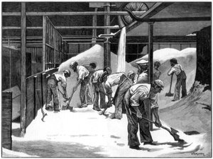 Fabrication de sucre à la raffinerie de Counterslip, Bristol, 1873 - WB Murray