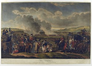 Sa Majesté passant en revue les troupes à Blackheath, 1787, gravé par R. Pollard, imprimé en 1797