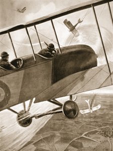 Le capitaine Bell-Irving engageant trois avions ennemis - W. Avis