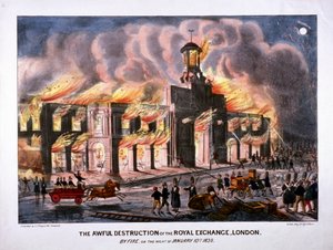 Deuxième incendie de la Bourse royale, Londres, 1838
