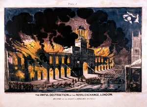 La terrible destruction de la Bourse Royale 2e incendie, Londres, 1838