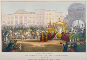Vue de Temple Bar lors de la visite de la Reine Victoria à la City de Londres en 1837 - W Clerk