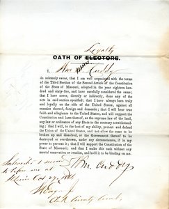 Serment de loyauté de Wm. Cuddy du Missouri, Comté de St. Louis - W. Cuddy