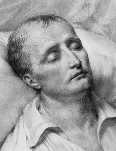 Portrait de Napoléon Bonaparte (1769-1821) sur son lit de mort, lithographie