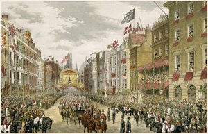 Procession sur le Strand, Temple Bar, Strand, Londres, Royaume-Uni