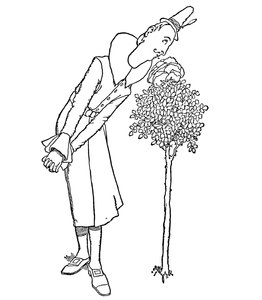 Toutes les peines et les chagrins étaient oubliés par celui qui inhalait son parfum, vers 1930 - William Heath Robinson