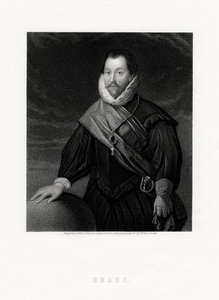 Sir Francis Drake, corsaire anglais, navigateur, pionnier naval, politicien, XIXe siècle - W. Holl
