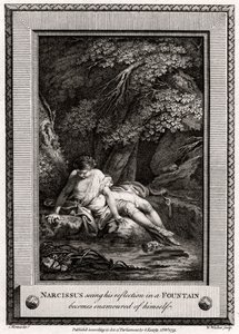 Narcisse voyant son reflet dans une fontaine devient amoureux de lui-même, 1775