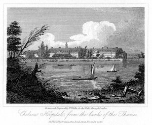 Hôpital de Chelsea, depuis les rives de la Tamise, Londres, 1816 - W. Wallis