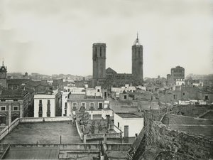 Partie de la vieille ville avec cathédrale, Barcelone, Espagne, 1895 - W and S Ltd