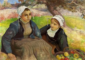 Deux femmes bretonnes avec un panier de pommes - Władysław Ślewiński