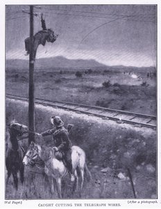 Pris en train de couper les fils, illustration de Après Pretoria : La guerre de guérilla, 1902 - Wal Paget