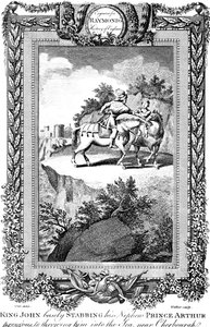 Le roi Jean 1167-1216 poignardant son neveu le prince Arthur, 19e siècle - Walker