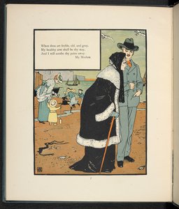 Un homme avec sa mère sur une plage - Walter Crane