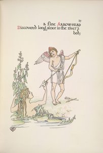 Un ange tenant une flèche, et une dame dans une rivière ou un lac - Walter Crane