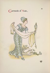 Vêtements de lin. Une femme tenant un châle - Walter Crane