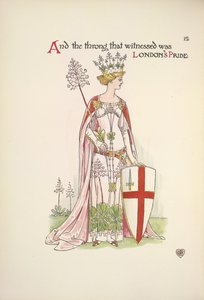La Fierté de Londres. Une jeune femme tenant un bouclier avec la croix de Saint-Georges