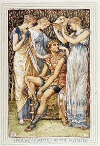 Persée armé par les nymphes - dans "A wonder book for girls and boys" par Walter Crane (1845-1915)