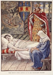 La sorcière donne des conseils sur la blessure de Sir Tristram, de 