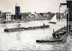 Vieille église de Chelsea depuis Battersea - Walter Greaves