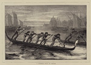 Une course de gondoles à Venise