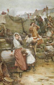 Scène de désastre dans un village de pêcheurs de Cornouailles