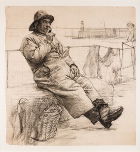 Pêcheur fumant une pipe