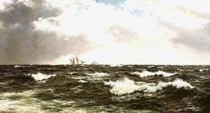 Paysage marin avec des navires en plein canal - Walter Shaw