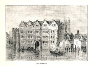 Cold Harbour. Maison médiévale North Bank of Thames au-dessus de London Bridge, 1894