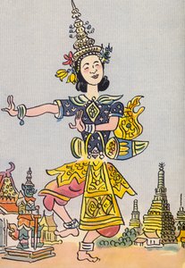 Les costumes fous de Walter Trier : Siam (lithographie en couleur)