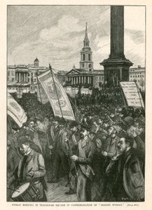 Réunion publique à Trafalgar Square en commémoration du Bloody Sunday (gravure)