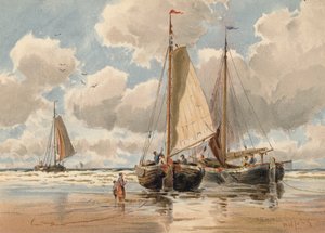 Navires néerlandais à marée basse