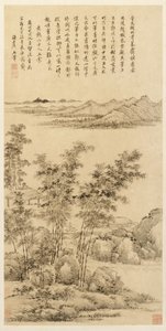 Grand bambou et montagnes lointaines, d
