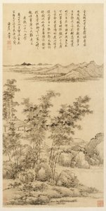 Grand bambou et montagnes lointaines, d
