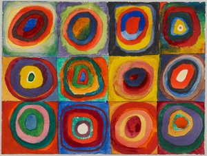 Étude de couleurs – Carrés avec des anneaux concentriques