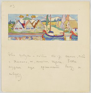 Village russe au bord de la rivière avec des bateaux