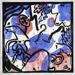 Trois cavaliers en rouge, bleu et noir