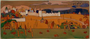 Ville fortifiée dans un paysage d