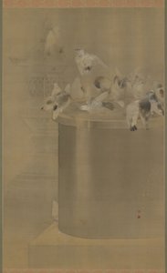 Pigeons au Senjoji (Temple Asakusa Kannon) Ère Meiji, 1877 - Watanabe Seitei