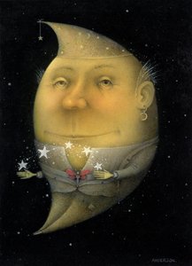 Croissant de lune jonglant (crayon et crayon de couleur sur papier) (paire de 150068) - Wayne Anderson