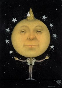 Jongler avec la pleine lune (crayon et crayon de couleur sur papier) (paire de 150067) - Wayne Anderson