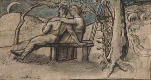 Berger et bergère au clair de lune