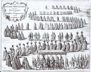 Grande procession du Souverain et des Chevaliers de la Jarretière à Windsor, 1672