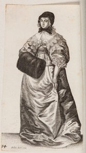 Femme avec une coiffe et un manchon - Wenceslaus Hollar