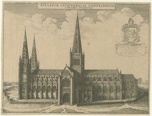 Cathédrale de Lichfield - Vue du sud: gravure